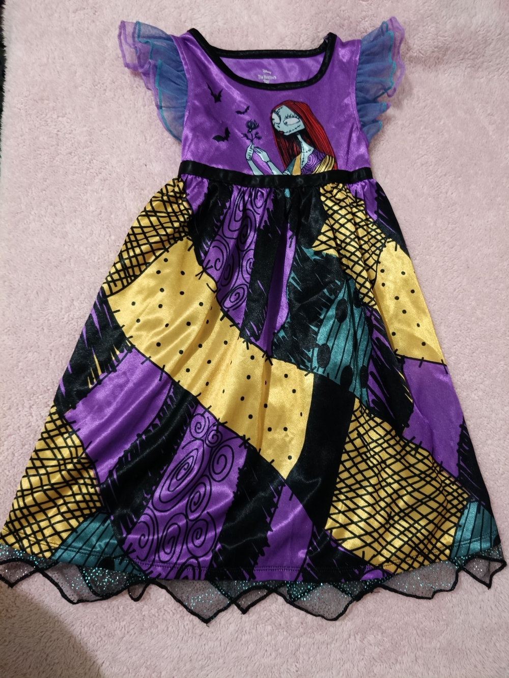 Disney Purple Yellow Black Sally Patchwork Dress